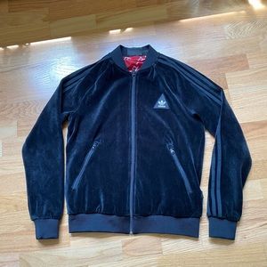Exclusive Adidas Pharrell Williams velvet bomber jacket
